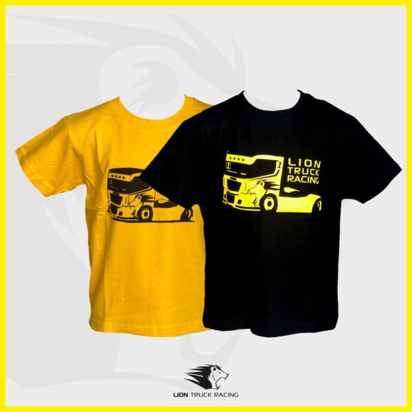 LION TRUCK RACING t-shirts enfants jaune et noir